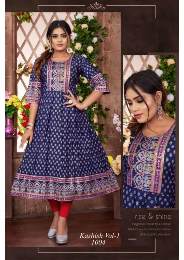 Kashish Vol 1 Ethnic Wear Long rayon Anarkali Kurti Collection